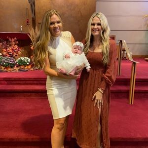 Cream & White Midi Dress - WORN ONCE - Super cute!